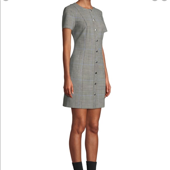 Theory S Easy Snap Windowpane Portland Shift Dress - Picture 3 of 9